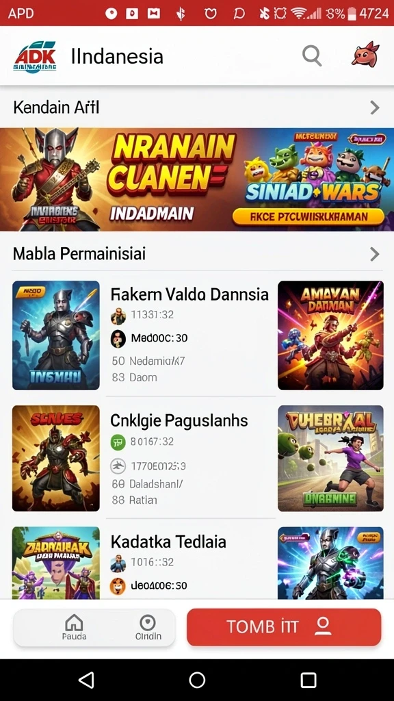 Tampilan awal yang menarik dengan karakter utama.