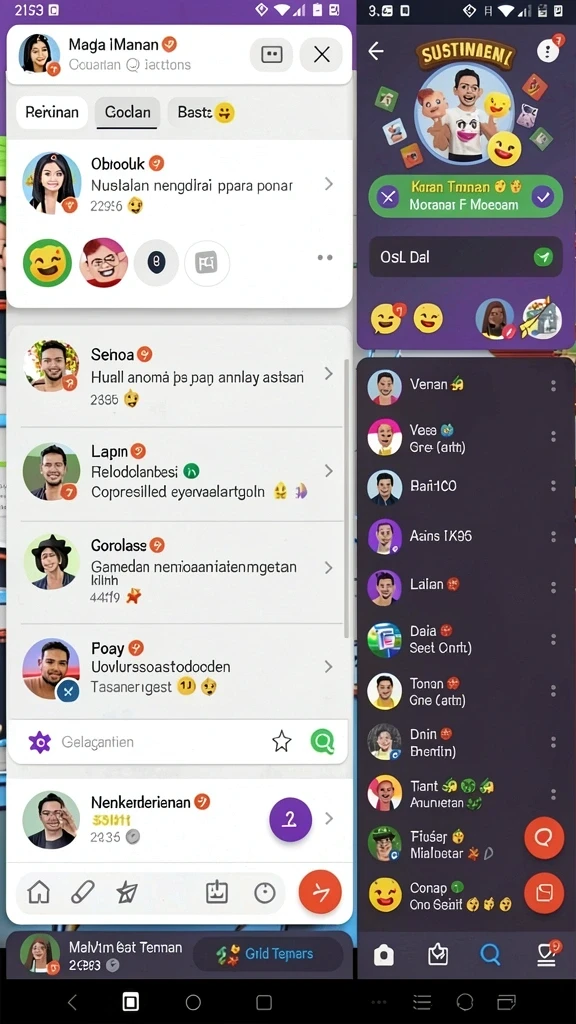 Fitur interaksi sosial yang memungkinkan koneksi dengan pemain lain.